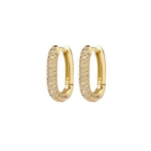 Luv Aj | Pavé Chain Link Huggies 14k Gold